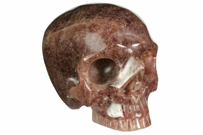 Realistic, Carved Strawberry Quartz Crystal Skull #150988